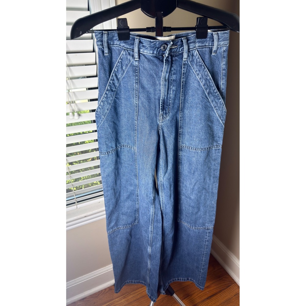 Everlane The Carpenter Jean Womens 25R Blue Medium Wash Wide Leg Organic Cotton